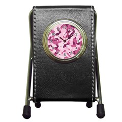 Standard Violet Pink Camouflage Army Military Girl Pen Holder Desk Clock by snek