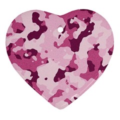 Standard Violet Pink Camouflage Army Military Girl Heart Ornament (two Sides) by snek