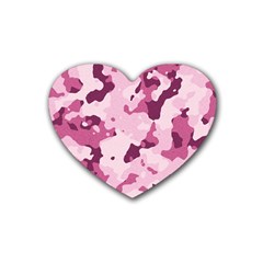 Standard Violet Pink Camouflage Army Military Girl Rubber Coaster (heart)  by snek