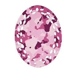 Standard Violet Pink Camouflage Army Military Girl Ornament (oval Filigree) by snek