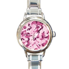 Standard Violet Pink Camouflage Army Military Girl Round Italian Charm Watch by snek