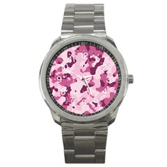 Standard Violet Pink Camouflage Army Military Girl Sport Metal Watch by snek