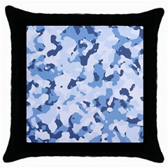 Standard Light Blue Camouflage Army Military Throw Pillow Case (black) by snek