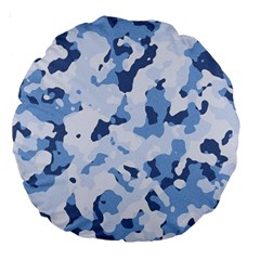 Standard Light Blue Camouflage Army Military Large 18  Premium Round Cushions by snek