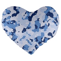 Standard Light Blue Camouflage Army Military Large 19  Premium Flano Heart Shape Cushions by snek