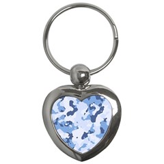 Standard Light Blue Camouflage Army Military Key Chains (heart)  by snek