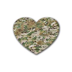 Wood Camouflage Military Army Green Khaki Pattern Heart Coaster (4 Pack)  by snek