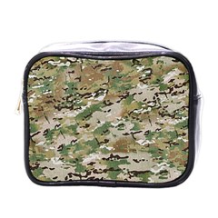 Wood Camouflage Military Army Green Khaki Pattern Mini Toiletries Bag (one Side) by snek