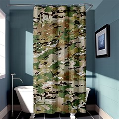 Wood Camouflage Military Army Green Khaki Pattern Shower Curtain 36  X 72  (stall)  by snek