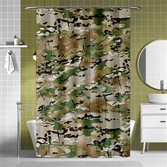 Wood Camouflage Military Army Green Khaki Pattern Shower Curtain 48  X 72  (small)  by snek