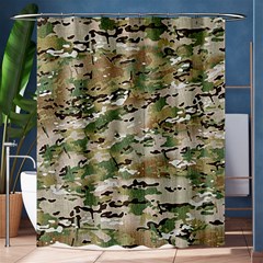 Wood Camouflage Military Army Green Khaki Pattern Shower Curtain 60  X 72  (medium)  by snek