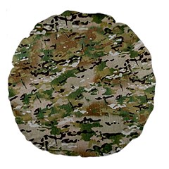 Wood Camouflage Military Army Green Khaki Pattern Large 18  Premium Round Cushions by snek