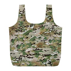 Wood Camouflage Military Army Green Khaki Pattern Full Print Recycle Bag (l) by snek