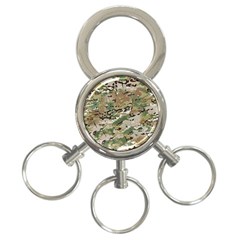 Wood Camouflage Military Army Green Khaki Pattern 3-ring Key Chains by snek