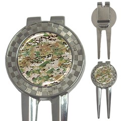 Wood Camouflage Military Army Green Khaki Pattern 3-in-1 Golf Divots by snek