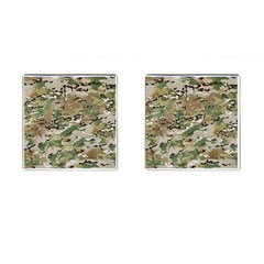 Wood Camouflage Military Army Green Khaki Pattern Cufflinks (square) by snek