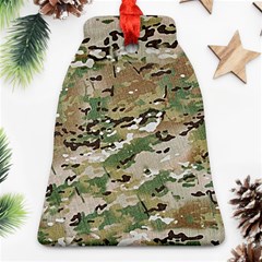 Wood Camouflage Military Army Green Khaki Pattern Bell Ornament (two Sides) by snek