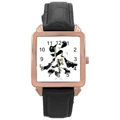 Tea Calligraphy Rose Gold Leather Watch  by EMWdesign