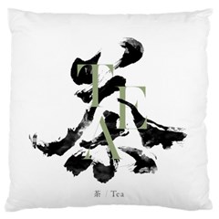 Tea Calligraphy Large Flano Cushion Case (one Side) by EMWdesign