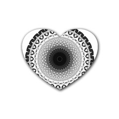 Mandala Calming Coloring Page Rubber Coaster (heart)  by Pakrebo