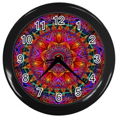 Kaleidoscope Pattern Ornament Wall Clock (black) by Pakrebo