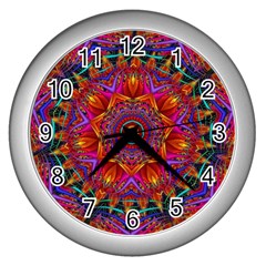 Kaleidoscope Pattern Ornament Wall Clock (silver) by Pakrebo