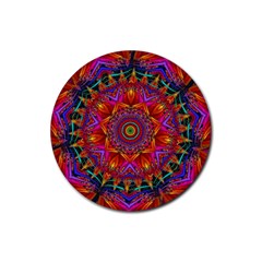 Kaleidoscope Pattern Ornament Rubber Round Coaster (4 Pack)  by Pakrebo