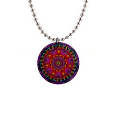 Kaleidoscope Pattern Ornament 1  Button Necklace by Pakrebo