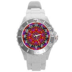 Kaleidoscope Pattern Ornament Round Plastic Sport Watch (l) by Pakrebo