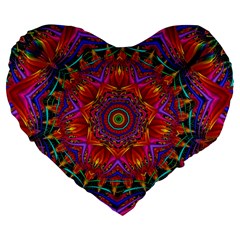 Kaleidoscope Pattern Ornament Large 19  Premium Heart Shape Cushions by Pakrebo