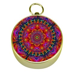 Kaleidoscope Pattern Ornament Gold Compasses by Pakrebo