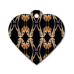 Kaleidoscope Symmetry Pattern Girls Dog Tag Heart (two Sides) by Pakrebo