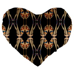 Kaleidoscope Symmetry Pattern Girls Large 19  Premium Flano Heart Shape Cushions by Pakrebo