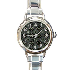 Kaleidoscope Pattern Seamless Round Italian Charm Watch by Pakrebo