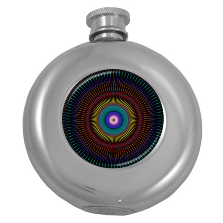 Artskop Kaleidoscope Pattern Round Hip Flask (5 oz)