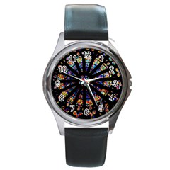 Church Stained Glass Windows Colors Round Metal Watch by Pakrebo