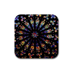 Church Stained Glass Windows Colors Rubber Square Coaster (4 Pack)  by Pakrebo