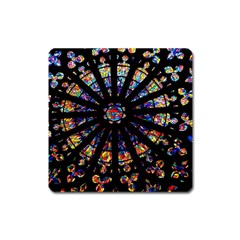 Church Stained Glass Windows Colors Square Magnet by Pakrebo