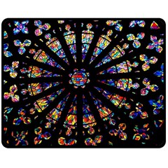 Church Stained Glass Windows Colors Fleece Blanket (medium)  by Pakrebo