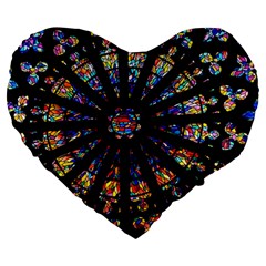 Church Stained Glass Windows Colors Large 19  Premium Heart Shape Cushions by Pakrebo