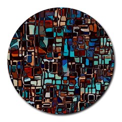 Stained Glass Mosaic Abstract Round Mousepads by Pakrebo