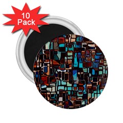 Stained Glass Mosaic Abstract 2 25  Magnets (10 Pack) 