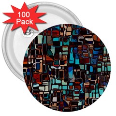 Stained Glass Mosaic Abstract 3  Buttons (100 Pack)  by Pakrebo