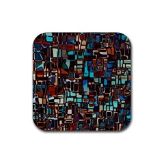 Stained Glass Mosaic Abstract Rubber Coaster (square)  by Pakrebo