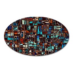 Stained Glass Mosaic Abstract Oval Magnet by Pakrebo