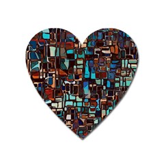 Stained Glass Mosaic Abstract Heart Magnet by Pakrebo