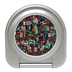 Stained Glass Mosaic Abstract Travel Alarm Clock