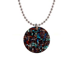 Stained Glass Mosaic Abstract 1  Button Necklace