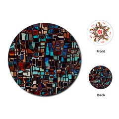 Stained Glass Mosaic Abstract Playing Cards (round) by Pakrebo