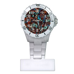 Stained Glass Mosaic Abstract Plastic Nurses Watch by Pakrebo